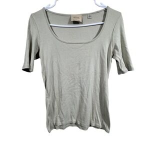 Elie Tahari Scoop Neck Shirt S Sage Green Pima Cotton Minimalist Old Money